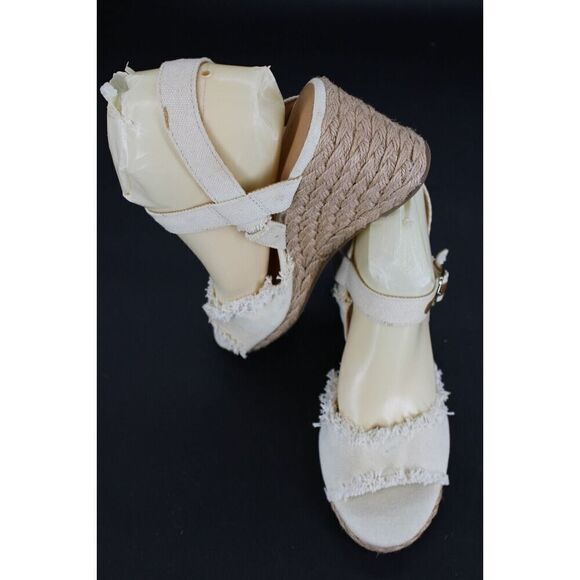 Tommy Bahama Sandals Womens 9 M Savina Wedge Espadrille Cream Ankle Strap - Picture 1 of 11